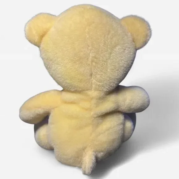 Small Cream Teddy Bear with Red Bow and Heart Embroidered Foot - Picture 6 of 6